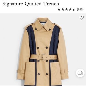 NWOT Coach Signature Quilted Trench....SIZE MEDIUM
